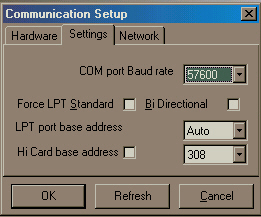 Comm Settings Tab
