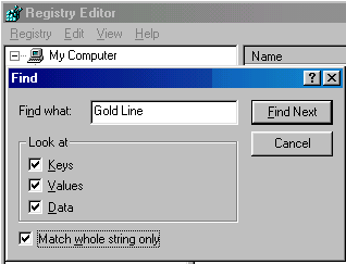 Registry Find Gold Line